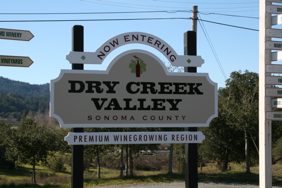 Dry Creek 

Valley Entrance in MDO plywood...this sign is world famous and is a perfect design for this premium wine growing region...we designed 

it!