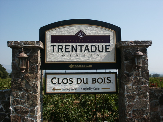 Trentadue and 

Clos du Bois are hand carved and applied to a MDO plywood 