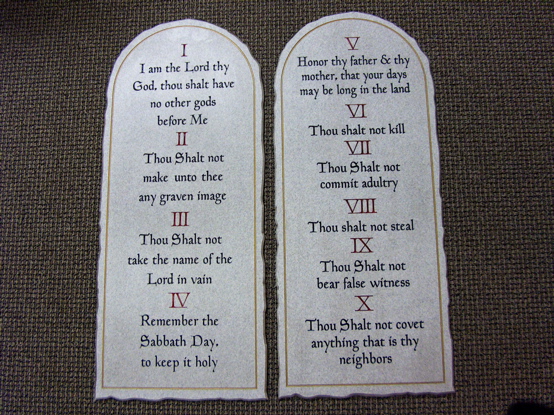 10 commandments carved out of 

corian, painted in enamels and donated to our church