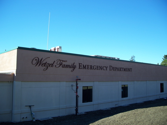1" urathane letters mounted to a hospital wall here 

in Healdsburg, CA